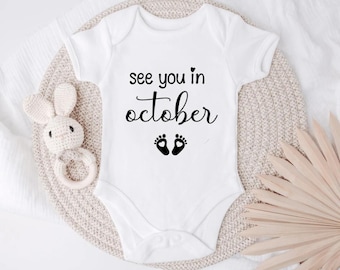 October baby bodysuit, Pregnancy announcement , Baby reveal bodysuit, Baby announcement