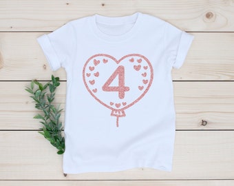 4th birthday shirt, Fourth birthday shirt, 4 birthday girl, 4 birthday gift, Birthday girl, Balloon birthday shirt, Cute Birthday girl tee