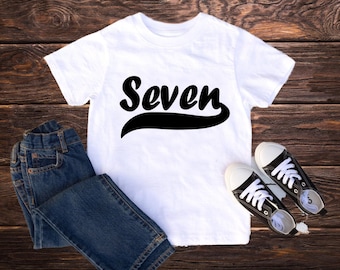 Seventh Birthday Boy Baseball Shirt - Number Seven Tee