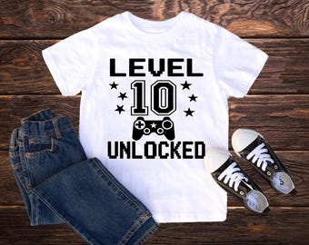 10th Birthday Shirt, Birthday boy shirt, Level 10 Unlocked, Gamer Shirt, Birthday Boy Shirt, Tenth Birthday Shirt, Gamer Gift