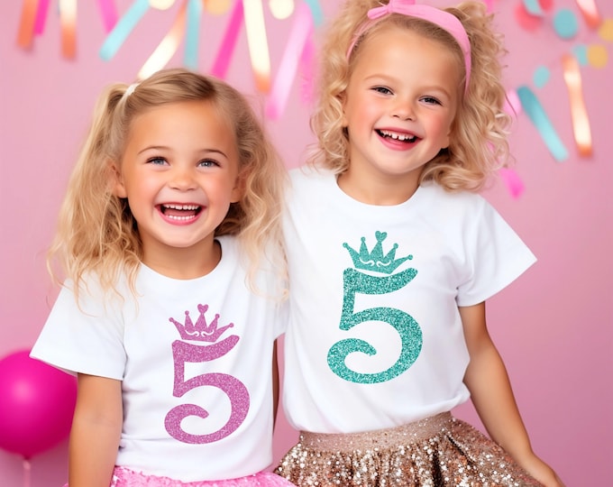 Featured listing image: 5th Birthday Girl Shirt - Princess Five Birthday