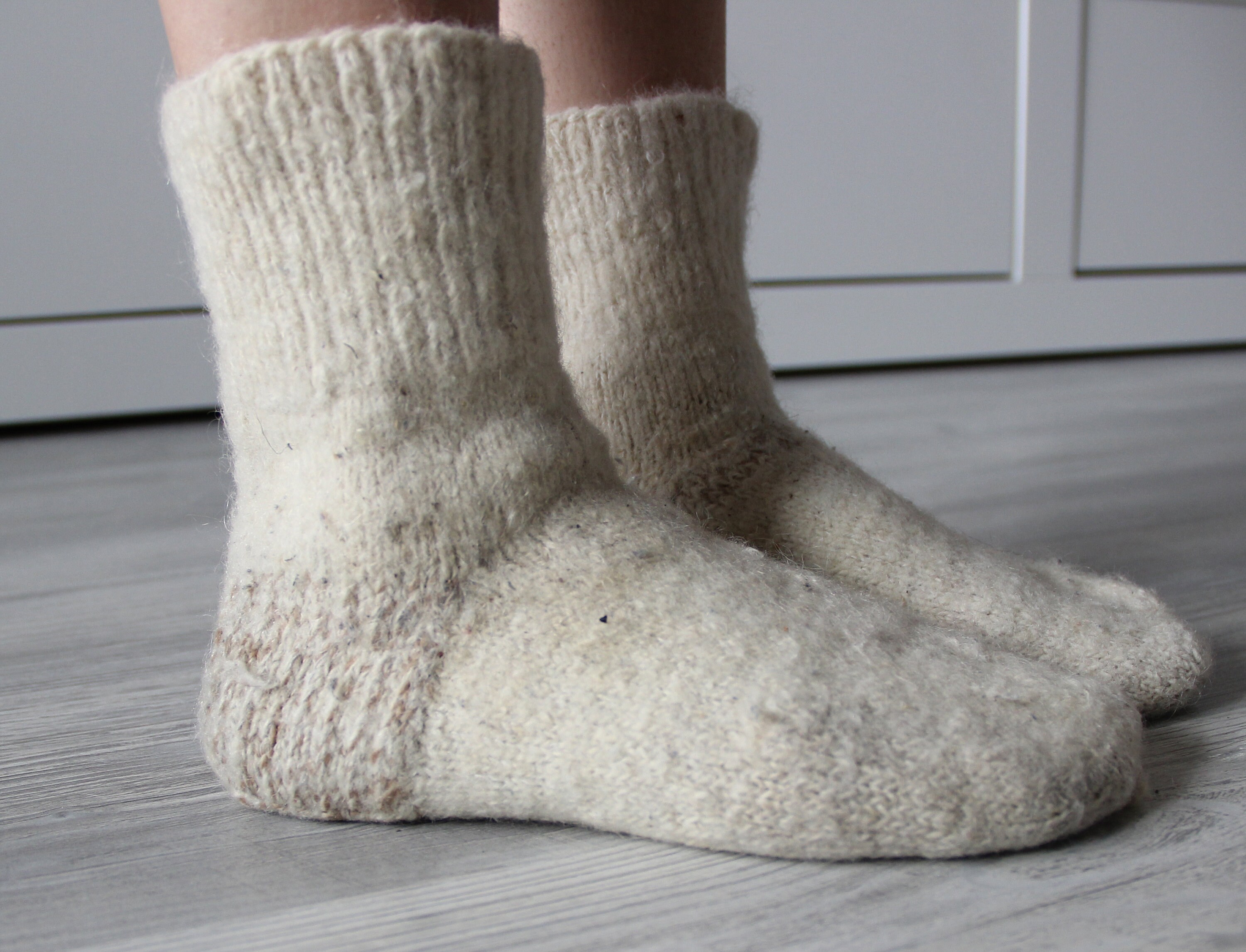 100 Pure Organic Wool Socks Handmade Thick Undyed Socks Hand Etsy