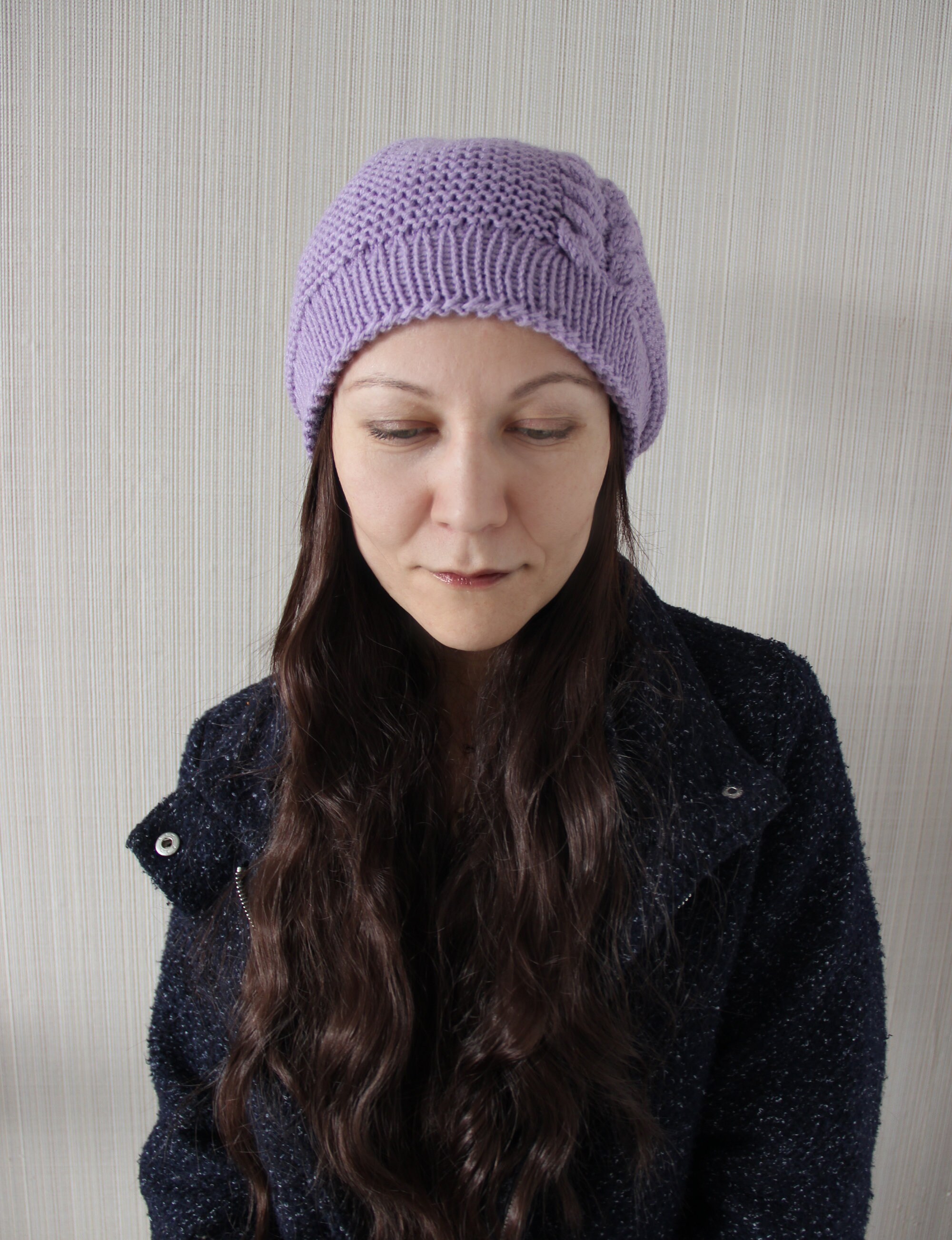 Pom Pom Beret Knitted Beret Hat Women Hand Knit Cable Hat Etsy