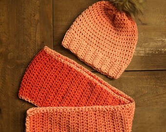 Ombre Hat and Scarf Set