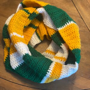 Go Pack Go! Handmade Crochet Infinity Scarf/Crochet Cowl/Green Bay Inspired Scarf
