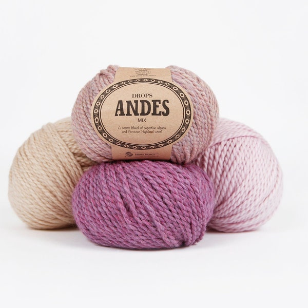 100g/90m(3.5 oz/98 yds),  DROPS Andes, A soft and chunky blend of alpaca and wool/ Wool yarn, Alpaca yarn, Knitting yarn