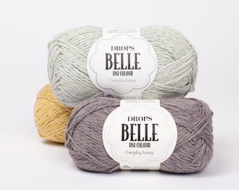 DROPS Belle Cotton Linen Viscose Yarn: 50g DK Knitting Crochet Yarn