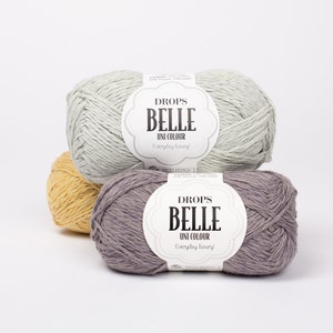 50g/120m (1,8oz-131 jardas), DROPS Belle/ Luxo diário! Fios de algodão, Fios de tricô, Fios de crochê