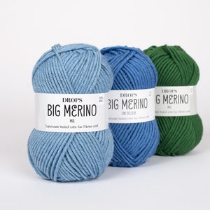 50g/75 m (1,8oz-82yds) / DROPS Big Merino / Lã merino extrafina tratada com Superwash