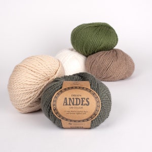 100g/90m(3,5 onças/98 jardas), DROPS Andes, Uma mistura macia e grossa de alpaca e lã/fio de lã, fio de alpaca, fio de tricô