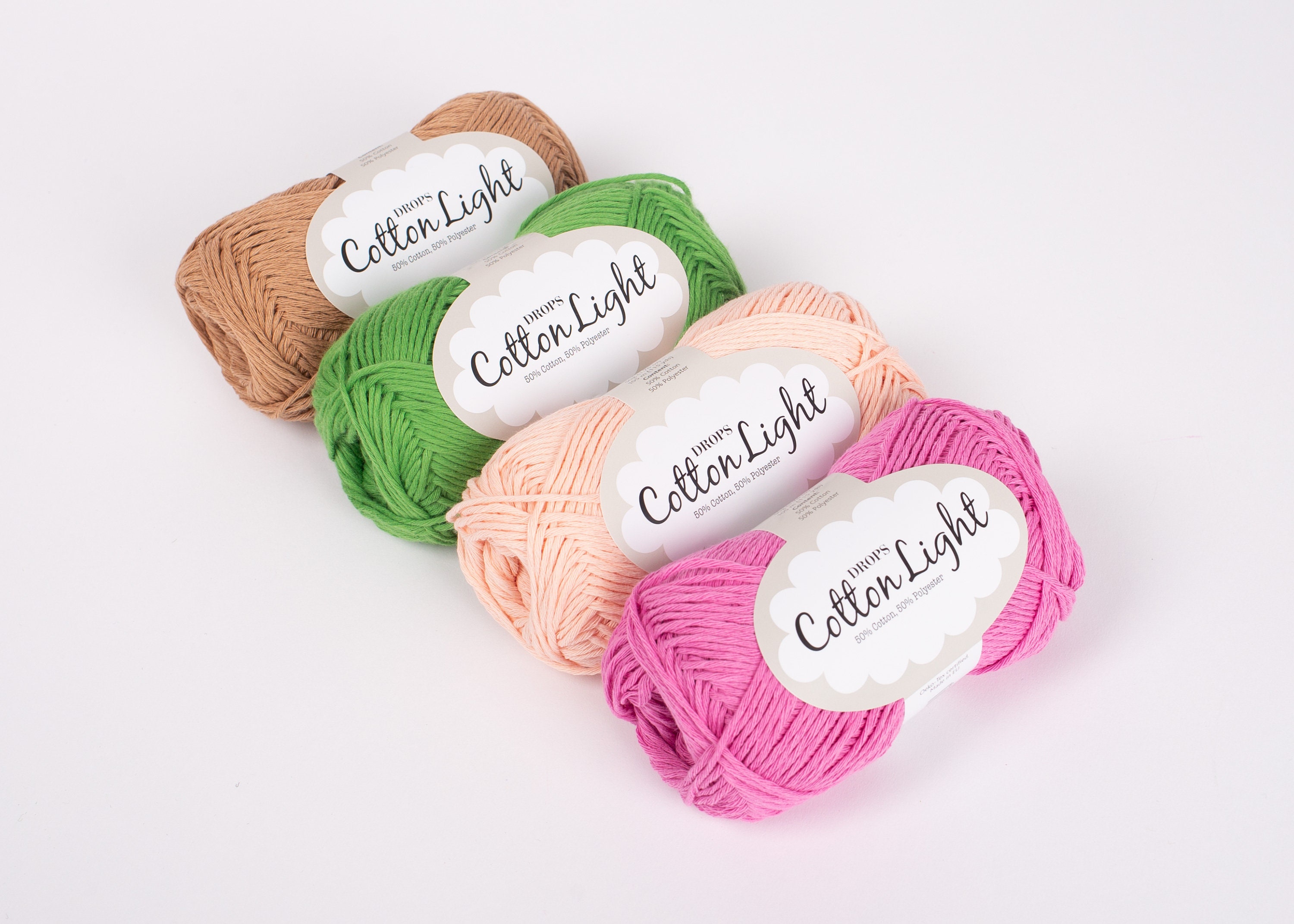 Filato Misto Cotone Per Lavorare A Maglia E Uncinetto, 3 O Leggero, Pettinato, Peso DK, Drops Cotton Light, 50 G, 100 Metri Per Gomitolo (37 Mandorla