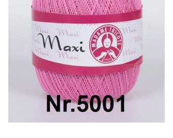 100% Mercerized cotton yarn / Madame Tricote Paris/ Pink/ Crochet thread/ Cotton thread/Nr.5001
