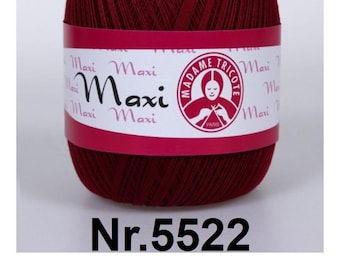 100% Mercerized cotton yarn / Madame Tricote Paris/ Dark Red/ Crochet thread/ Cotton thread/Nr.5522