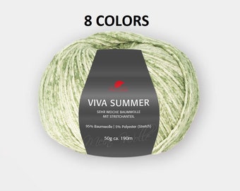 50g/190m / Pro Lana VIVA SUMMER / Baumwollgarn / Polyester (Stretch) Garn / melierte Sommerwolle für lässige Looks