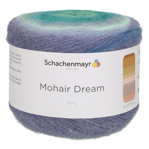 Schachenmayr Mohair Dream / Filato pizzo / Filato mohair / Filato torta / Colore pavone / 150 gr-810 m