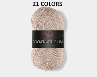 100g/420m / PRO LANA Sockenwolle Uni / Wool yarn / Polyamide yarn / Socks yarn / for unicolored socks and sophisticated patterns