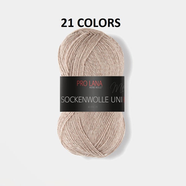 100g/420m / PRO LANA Sockenwolle Uni / Wool yarn / Polyamide yarn / Socks yarn / for unicolored socks and sophisticated patterns