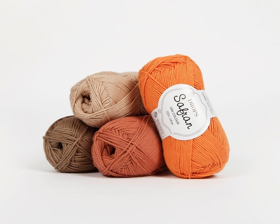 DROPS Safran Egyptian Cotton Yarn: Combed Cotton, Knitting & Crochet (50g/160m)