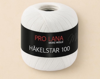 Pro Lana Häkeltstar 100 – White Cotton Crochet Thread, 100g/560m