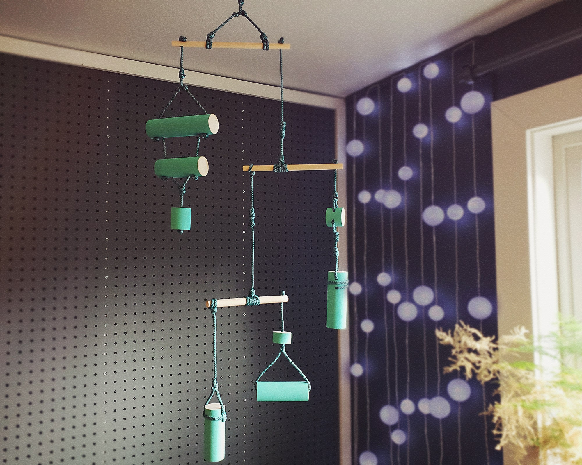 Turquoise & Natural Wood With Teal Diamond Paracord Rope Hanging ...