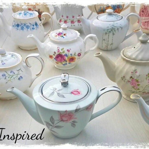 Tea pot, teapot, wedding crockery, vintage China, vintage crockery, tea party, vintage China, tea set, high tea, wedding China, mismatch