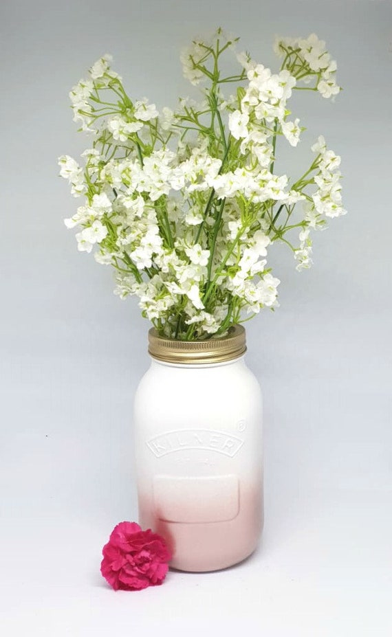 White and Rose gold Kilner jar wedding vase wedding decor rose gold kilner jars wedding centerpeices rose gold flower vase kilner jars il 570xN 1631