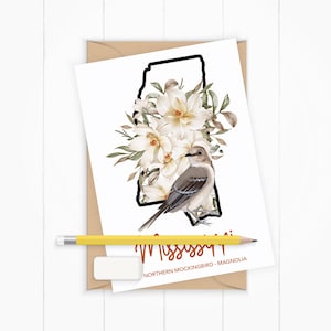 Download digitale Cartolina di uccelli e fiori dello stato del Mississippi