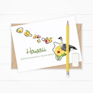 Download digitale Cartoline delle Hawaii Cartolina statale con uccelli e fiori