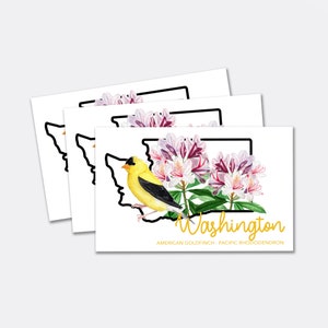 Download digitale Cartolina di uccelli e fiori dello stato di Washington