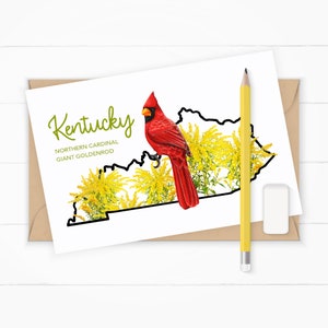 Cartoline digitali del Kentucky Cartolina statale con uccelli e fiori