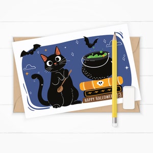 Cartão postal de gato de Halloween - Download digital