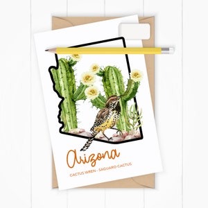 Set di cartoline digitali dell'Arizona con uccelli e fiori. Pacchetto di cartoline