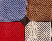 Vintage Silk Pocket Square.Blue,Grey, Red. Abbe Mens Handkerchief.