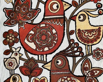 1970’s Bird Tea Towel by Belinda Lyons. Printed on Irish Linen.