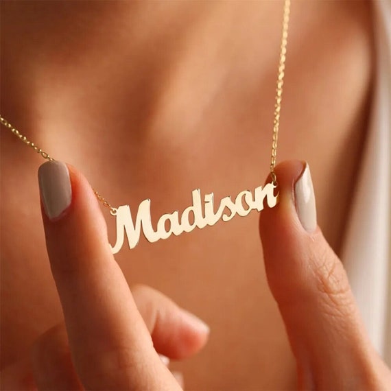 TinyName Custom Name Necklace Personalized 18K Gold Plated Nameplate  Customized Jewelry Gift for Women