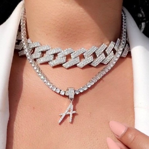 Diamond Initial Necklace Crystal 