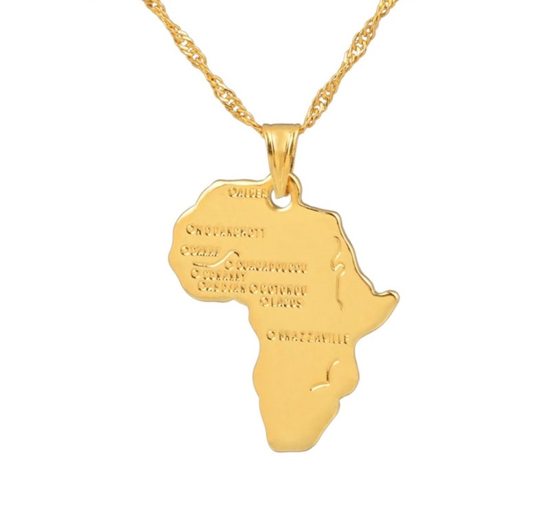 2021 Gold Plated Africa Charm Necklace Africa Pendant Etsy
