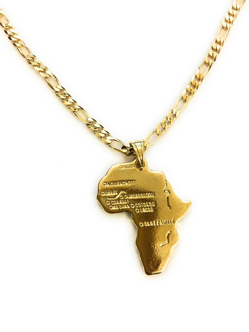 2021 Gold Plated Africa Charm Necklace Africa Pendant Etsy