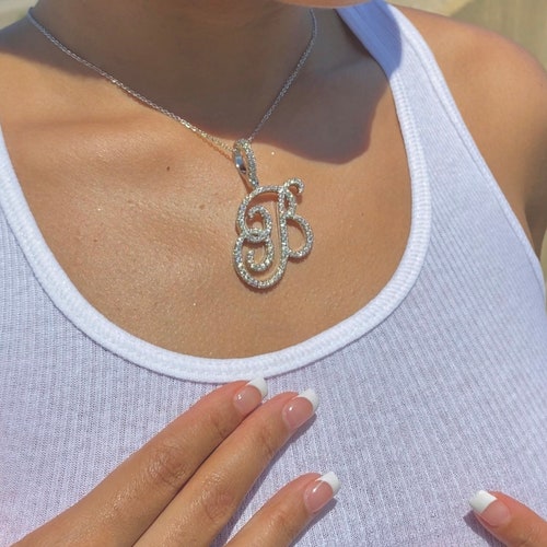 Diamond Initial Necklace/crystal 