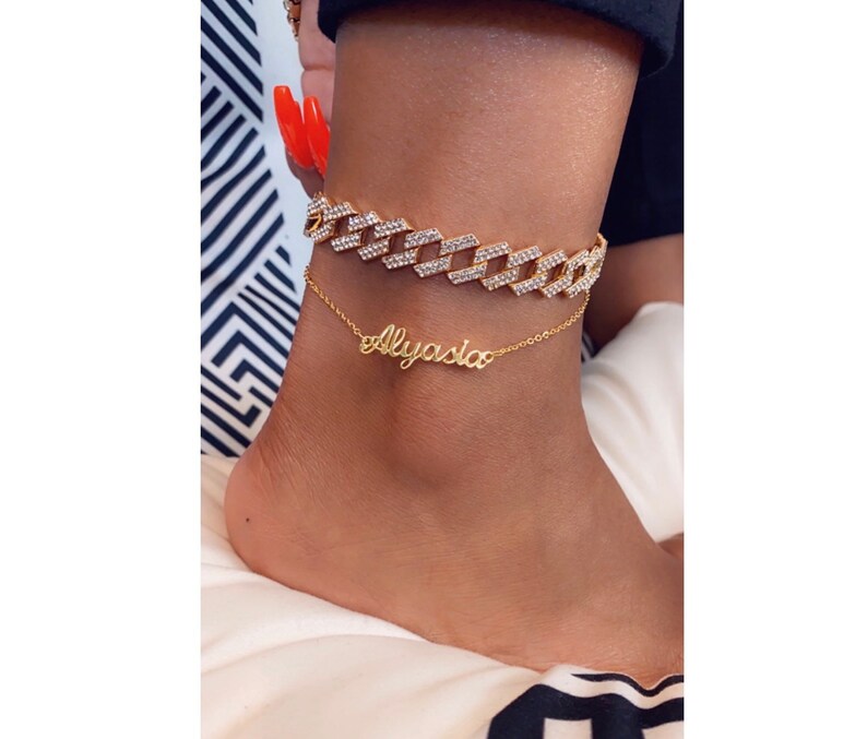 gold name anklet