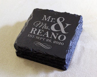 Wedding gift custom  Slate Coasters - set of four