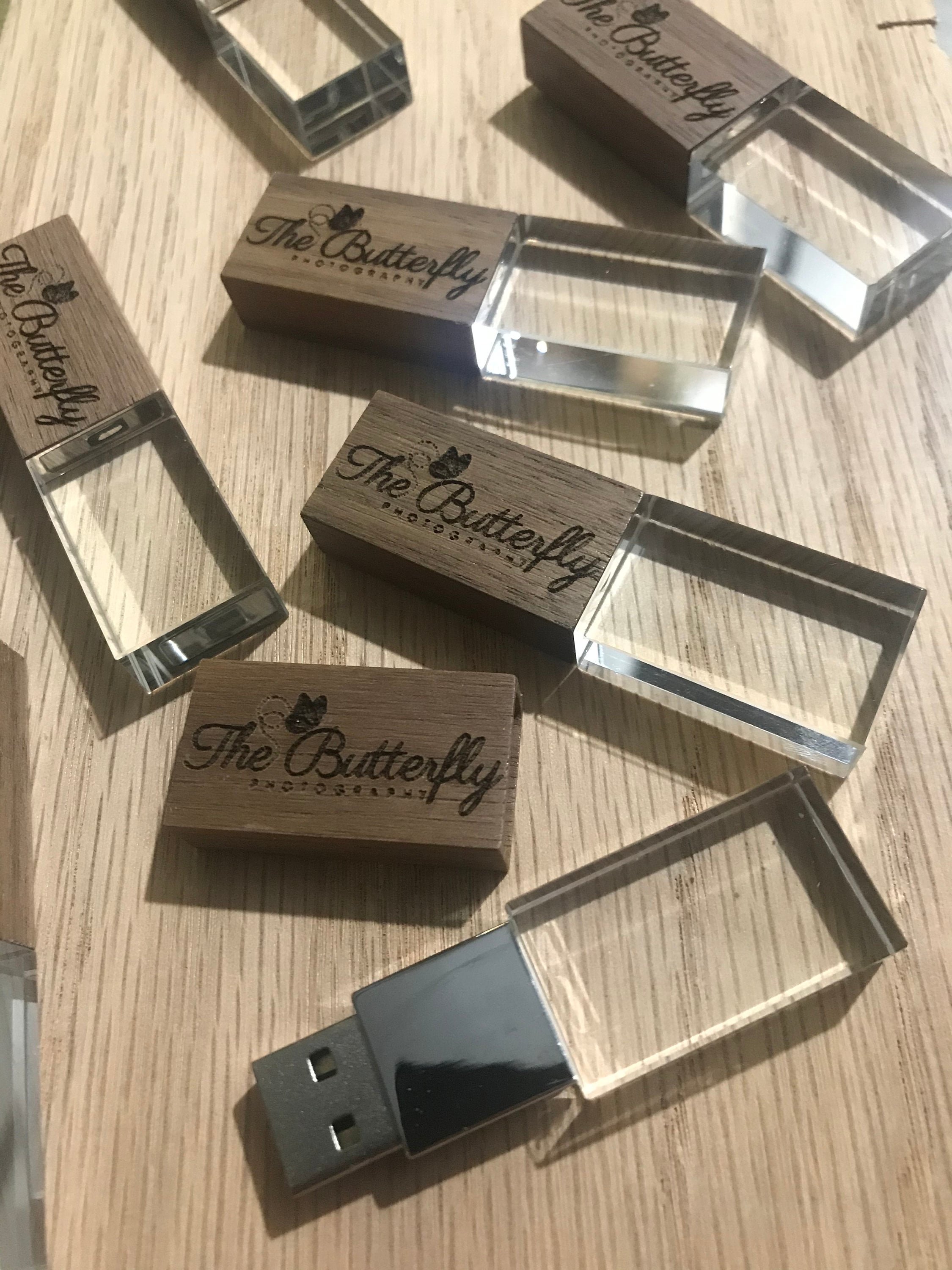 16gb USB Key - Walnut / Glass. Add Customization - Wedding or Special ...
