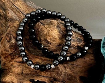 Hematite and Obsidian couple bracelets