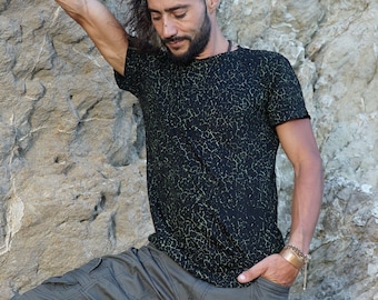 Männer Bio-Druck T-shirt~Herren T-shirt~Tribal Kleidung~Herren Hippie Kleidung~Festival Kleidung~Psy Kleidung~Psychedelische Kleidung~Psy Kleidung