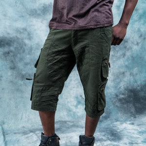 Cargo Tribal Shorts~Men Goa Pants~Tribal Clothing~Mens Hippie Clothing~Festival Clothing~Psy Wear~Earthy~Psychedelic Clothing~Psy Clothing