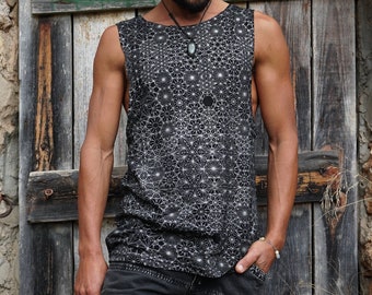 Higher Dimention Tank Top~Mens T-shirt~Tribal Clothing~Hippie Clothing~Festival Clothing~Psy Wear~Psychedelic Clothing~Psy Clothing~