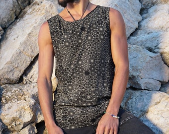 Débardeur de dimension supérieure~T-shirt pour hommes~Vêtements tribaux~Vêtements hippie~Vêtements de festival~Psy Wear~Vêtements psychédéliques~Vêtements Psy~