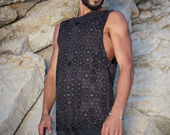 Higher Dimention Tank Top~Mens T-shirt~Tribal Clothing~Hippie Clothing~Festival Clothing~Psy Wear~Psychedelic Clothing~Psy Clothing~
