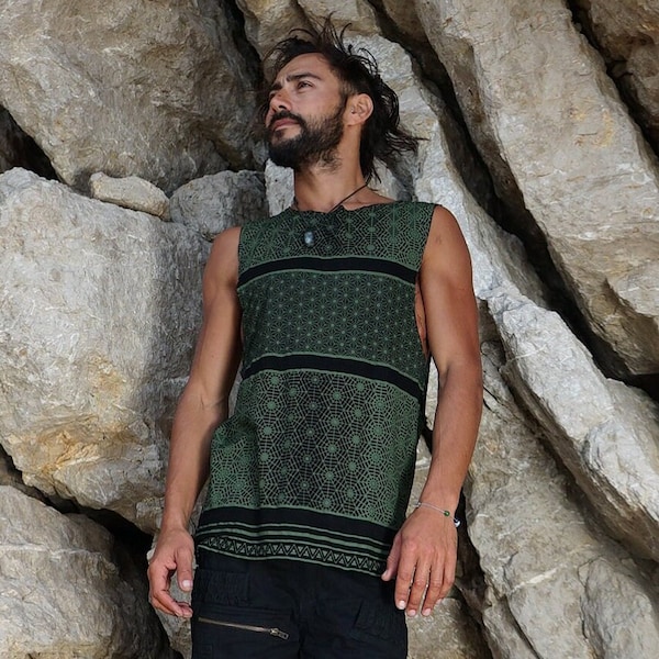 Geometric Structure Tank Top~Mens T-shirt~Tribal Clothing~Hippie Clothing~Festival Clothing~Psy Wear~Psychedelic Clothing~Psy Clothing~