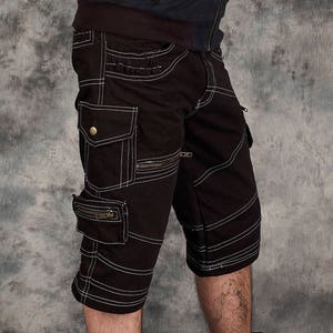 Cargo Psychedelic Shorts~Men Goa Pants~Tribal Clothing~Gothic Pants~Steampunk~Festival Clothing~Psy Wear~Psychedelic Clothing~Psy Clothing
